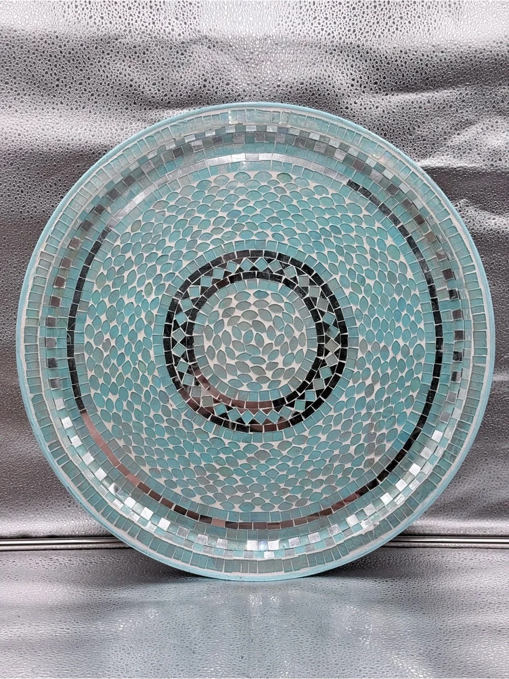 Pier 1 Mosaic Blue Capiz Mother Of Pearl Shell Charger Plate 18